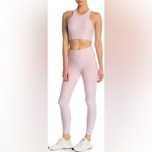 Outdoor voice bar + leggings and a pink top from Reebok